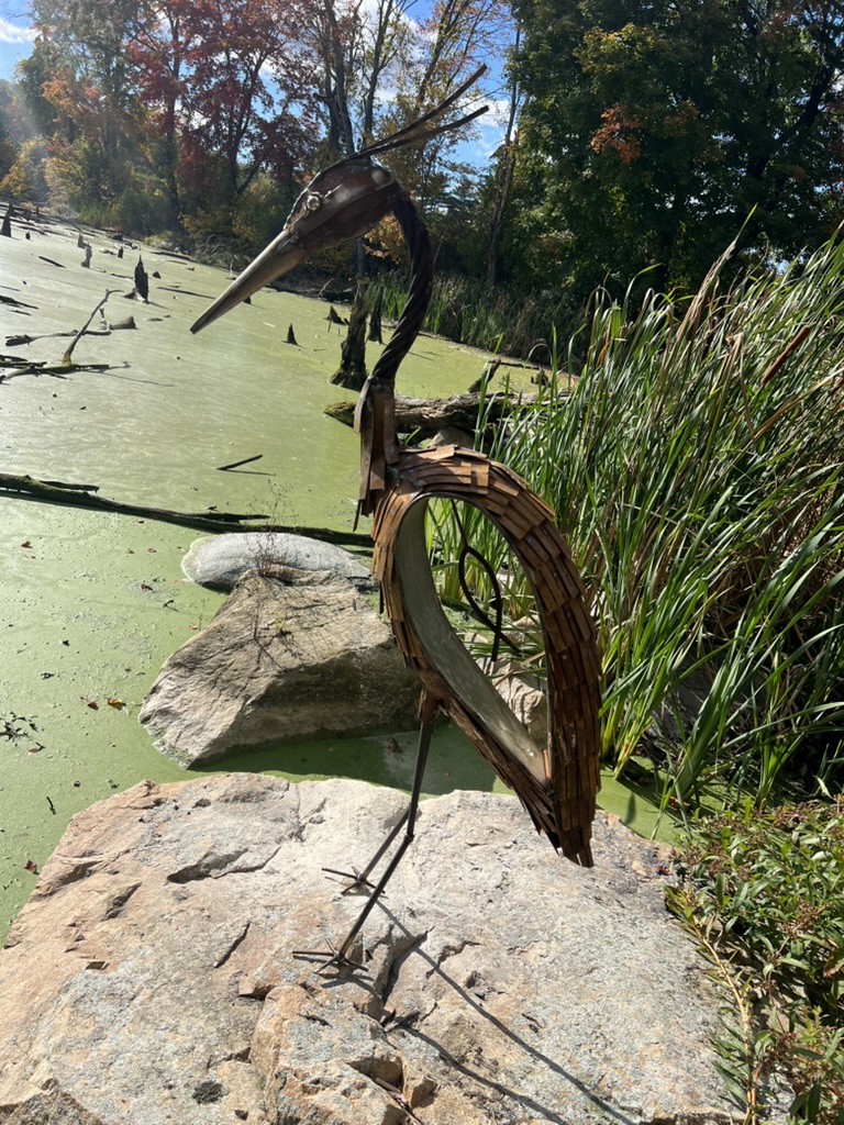 Blue Heron metal sculpture